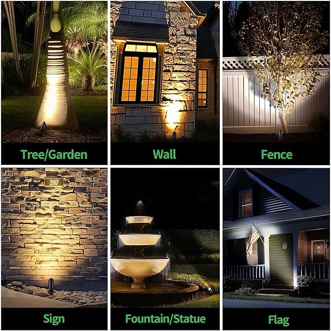 Black LED Outdoor Spotlights, Durable Low Voltage Landscape Lighting, Aluminum Waterproof Uplights for House, Garden, Lawn with 5W MR16 Bulb 4000K 10 Pack