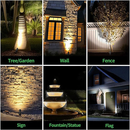 Low Voltage Spotlight, Black LED Landscape Lighting Tree Light, Outdoor 12V Waterproof Aluminum Uplight for Tree Yard Garden with 5W MR16 Bulb 4000K 4 Pack