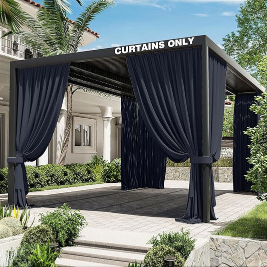 Gazebo Universal Replacement Privacy Curtain,12'×16' Gazebo Outdoor Waterproof Curtains, 4-Panels Sidewall Curtains with Double Zipper for Patio Canopy, Garden and Backyard (Curtain Only)