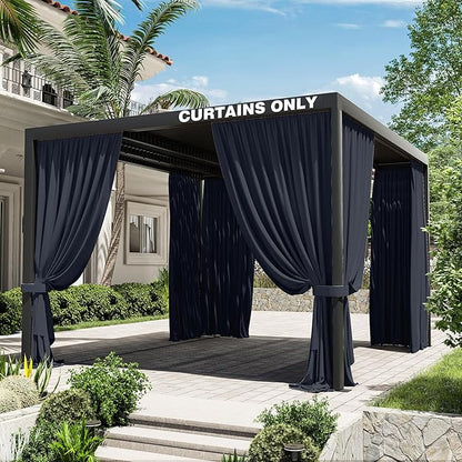 Gazebo Universal Replacement Privacy Curtain,10'×12' Gazebo Outdoor Waterproof Curtains, 4-Panels Sidewall Curtains with Double Zipper for Patio Canopy, Garden and Backyard (Curtain Only)