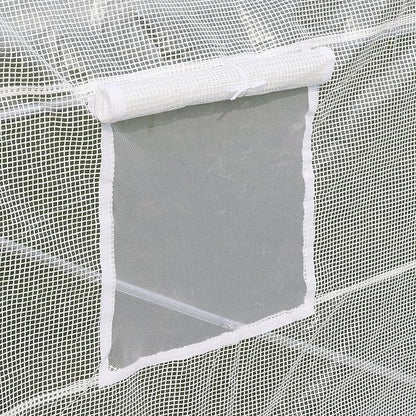Outsunny 20' x 10' x 7' Walk-in Tunnel Greenhouse with Zippered Door & 8 Mesh Windows, Large Garden Green House Kit, Galvanized Steel Frame, White