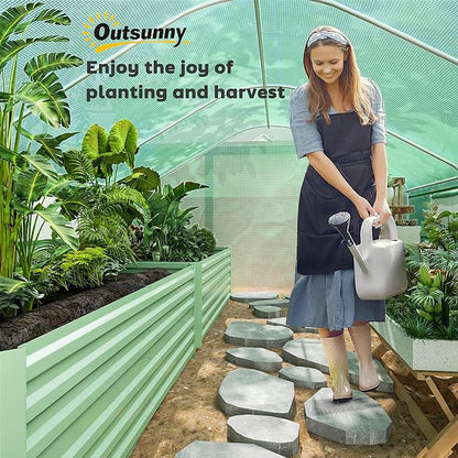 Outsunny 13' x 10' x 6.5' Hoop House Greenhouse with Large Windows and Zippered Door, Large Walk-in Tunnel Green House with Upgraded Galvanized Steel Frame, PE Cover, Gardening Plant Hot House, Green