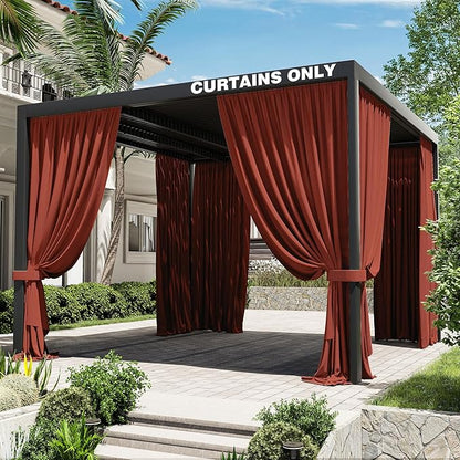 Gazebo Universal Replacement Privacy Curtain,12'×12' Gazebo Outdoor Waterproof Curtains, 4-Panels Sidewall Curtains with Double Zipper for Patio Canopy, Garden and Backyard (Curtain Only)
