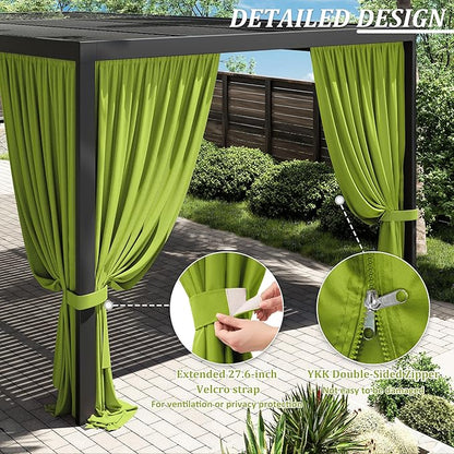 Gazebo Universal Replacement Privacy Curtain,12'×20' Gazebo Outdoor Waterproof Curtains, 4-Panels Sidewall Curtains with Double Zipper for Patio Canopy, Garden and Backyard (Curtain Only)