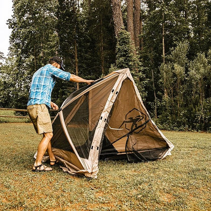 Gazelle Tents™, G5 5-Sided Portable Gazebo, Easy Pop-Up Hub Screen Tent, Durable, TriTech Mesh, Waterproof, UV Resistant, 4-Person & Table, Desert Sand, 85" x 115" x 106", GG502DS