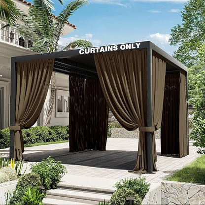 Gazebo Universal Replacement Privacy Curtain,10'×10' Gazebo Outdoor Waterproof Curtains, 4-Panels Sidewall Curtains with Double Zipper for Patio Canopy, Garden and Backyard (Curtain Only)