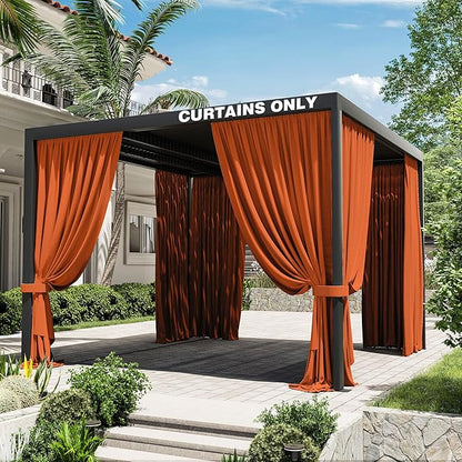 Gazebo Universal Replacement Privacy Curtain,10'×10' Gazebo Outdoor Waterproof Curtains, 4-Panels Sidewall Curtains with Double Zipper for Patio Canopy, Garden and Backyard (Curtain Only)