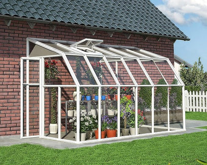 Palram Canopia Rion Sun Room 6 Ft. x 12 Ft. Solarium, Lean-to Greenhouse DIY Kit, Attach to House, Large Twin Wall Polycarbonate, 100% UV Protection for Porch, Patio Outdoors with Window Vent (White)