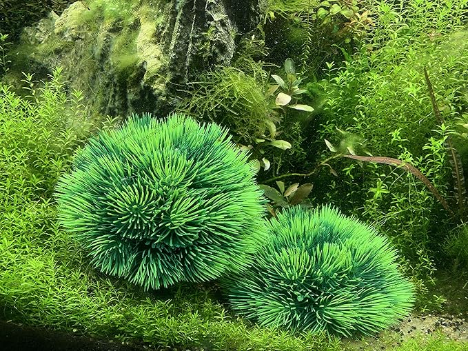 BEGONDIS 2Pcs Aquarium Decorations Fish Tank Artificial Green Water Plants Made of Soft Plastic