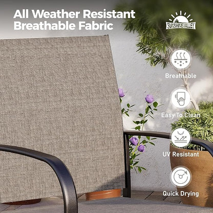 7 Piece Patio Dining Set for 6, Rectangular Metal Extendable Table with 6 Brown Dining Chairs, Patio Table and Chairs for Backyard Lawn,Deck