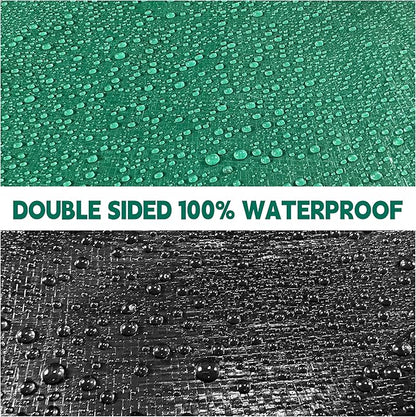 Tarp 12x16 ft Heavy Duty 100% Waterproof 10mil,UV Resistant,Durable Grommets and Reinforced Edges Green/Black Tarp for Camping, Swimming Pools,Car Coverage -by MVPNET