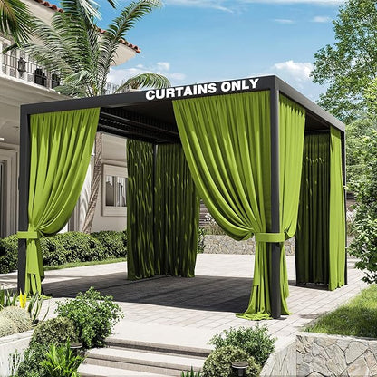 Gazebo Universal Replacement Privacy Curtain,10'×10' Gazebo Outdoor Waterproof Curtains, 4-Panels Sidewall Curtains with Double Zipper for Patio Canopy, Garden and Backyard (Curtain Only)