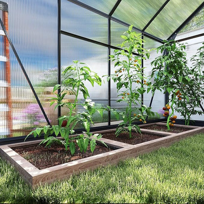 Outsunny 6' x 8' Greenhouse for Outdoors, Polycarbonate Greenhouse with Rain Gutter and Roof Vent, Aluminum Walk-in Green Houses for Outside for Patio Backyard Garden, Gray