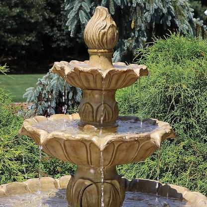 Sunnydaze Classic Tulip 3-Tier Electric Water Fountain - 46-Inch - with Electric Submersible Pump for Patio, Yard or Deck - Garden Stone