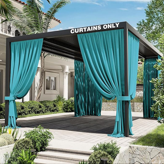 Gazebo Universal Replacement Privacy Curtain,12'×16' Gazebo Outdoor Waterproof Curtains, 4-Panels Sidewall Curtains with Double Zipper for Patio Canopy, Garden and Backyard (Curtain Only)