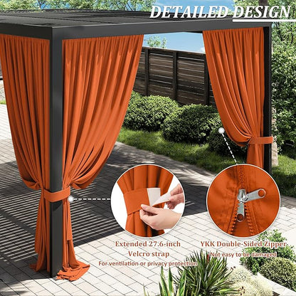 Gazebo Universal Replacement Privacy Curtain,12'×16' Gazebo Outdoor Waterproof Curtains, 4-Panels Sidewall Curtains with Double Zipper for Patio Canopy, Garden and Backyard (Curtain Only)