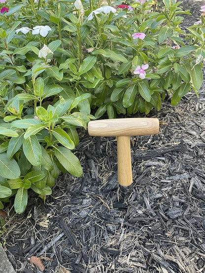 Garden Guru Steel Dibber Planter Tool for Planting Seeds & Bulbs - High Carbon Steel & Comfortable Wood Carved Handle - for Consistent Planting Flowers Tulips, Daffodils, Dahlias