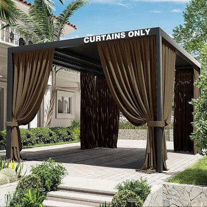 Gazebo Universal Replacement Privacy Curtain,12'×14' Gazebo Outdoor Waterproof Curtains, 4-Panels Sidewall Curtains with Double Zipper for Patio Canopy, Garden and Backyard (Curtain Only)