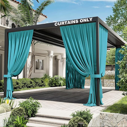 Gazebo Universal Replacement Privacy Curtain,12'×20' Gazebo Outdoor Waterproof Curtains, 4-Panels Sidewall Curtains with Double Zipper for Patio Canopy, Garden and Backyard (Curtain Only)