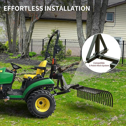 YITAMOTOR 5FT Tractors Rake 21 Pine Straw Rake Fits 2" Receiver for Lawn Tractors or ATV/UTV