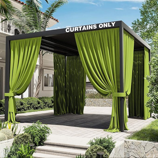 Gazebo Universal Replacement Privacy Curtain,12'×12' Gazebo Outdoor Waterproof Curtains, 4-Panels Sidewall Curtains with Double Zipper for Patio Canopy, Garden and Backyard (Curtain Only)