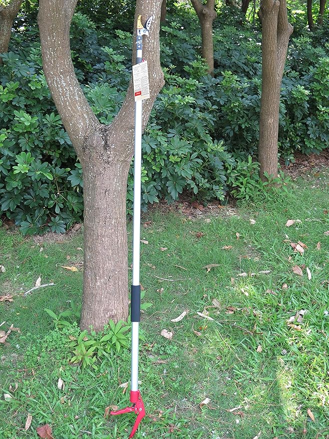 7.6-13 Foot 2 Sections Extendable Tree Trimmers with 4 Nodes Adjustment, Cut and Hold Pruners, Long Reach Pole Saw Pruning Shears, Telescopic Fruit Picker, Branch Clippers Garden Bypass Loppers