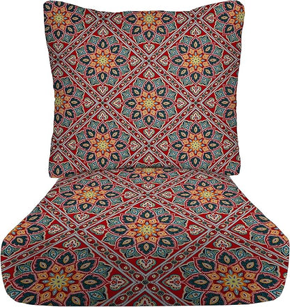 RSH DECOR Deep Seating Cushion with Pillow Back | 24” x 23” Seat | Water and Fade-Resistant Spun Fabric | Outdoor Chair Cushion Set for Patio Furniture | Medlo Sonoma
