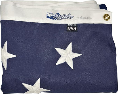 FlagSource FMAA Certified PolyExtra Polyester American Flag with Embroidered Stars and Sewn Stripes, Made in the USA, 6x10'