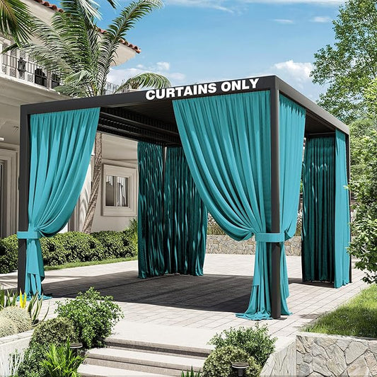 Gazebo Universal Replacement Privacy Curtain,10'×12' Gazebo Outdoor Waterproof Curtains, 4-Panels Sidewall Curtains with Double Zipper for Patio Canopy, Garden and Backyard (Curtain Only)