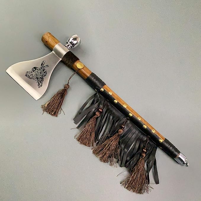 PS 19" Tomahawk Axe Hatchet with Pipe Function. for Camping, Home Decoration, Outdoor Sports Uses