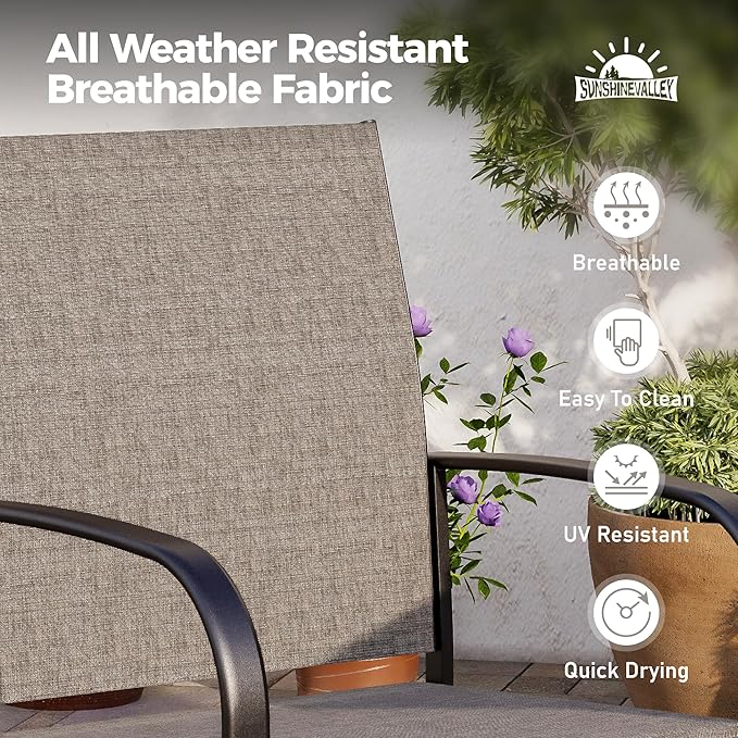 Outdoor Dining Chairs Brown Set of 6,61.4x37.4x29.5” Rectangular Dining Table（Extendable）,Patio Dining Set 7 PCS,Patio Dining Set for Outdoor Kitchen Lawn Garden,Bistro,Deck.