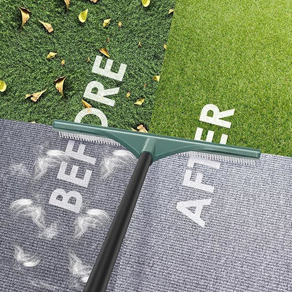 ORIENTOOLS Artificial Turf Rake, Grass Rake with 4 Sections Adjustable Steel Handle from 30" to 53", Hand Telescopic Brush, for Artificial Turf, Patios, Carpets, Pet Hairs and Garden Lawn Clean