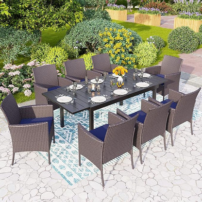 PHI VILLA Outdoor Wicker Dining Chairs Set of 6, Modern PE Rattan Armchair with Cushions for Patio, Deck, Yard, Porch