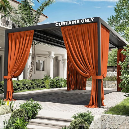 Gazebo Universal Replacement Privacy Curtain,12'×20' Gazebo Outdoor Waterproof Curtains, 4-Panels Sidewall Curtains with Double Zipper for Patio Canopy, Garden and Backyard (Curtain Only)