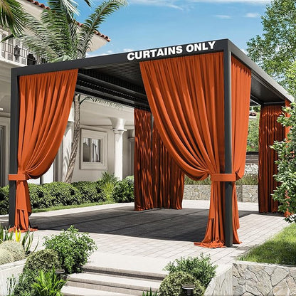 Gazebo Universal Replacement Privacy Curtain,12'×16' Gazebo Outdoor Waterproof Curtains, 4-Panels Sidewall Curtains with Double Zipper for Patio Canopy, Garden and Backyard (Curtain Only)