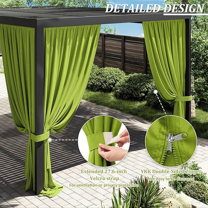 Gazebo Universal Replacement Privacy Curtain,12'×16' Gazebo Outdoor Waterproof Curtains, 4-Panels Sidewall Curtains with Double Zipper for Patio Canopy, Garden and Backyard (Curtain Only)