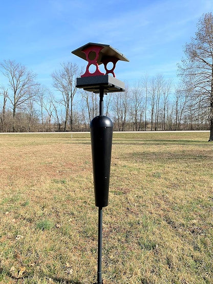 JCS Wildlife Medium Poly Fly-Thru Bird Feeder w/Removable Seed Tray - Holds 4 Cups of Bird Seed to Attract Cardinals, Chickadees, and More Backyard Birds (Gray and Red)