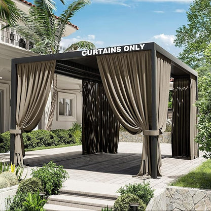 Gazebo Universal Replacement Privacy Curtain,10'×13' Gazebo Outdoor Waterproof Curtains, 4-Panels Sidewall Curtains with Double Zipper for Patio Canopy, Garden and Backyard (Curtain Only)