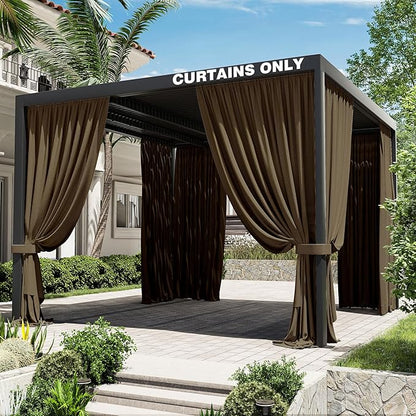 Gazebo Universal Replacement Privacy Curtain,12'×12' Gazebo Outdoor Waterproof Curtains, 4-Panels Sidewall Curtains with Double Zipper for Patio Canopy, Garden and Backyard (Curtain Only)