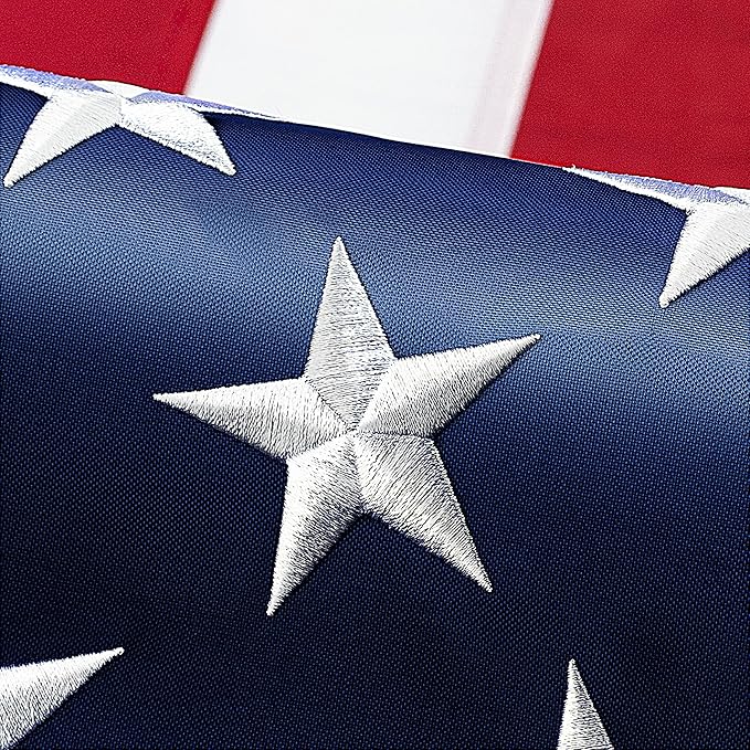 XIFAN Premium American Flag 6x10 ft Outdoor Outside, Heavy Duty Polyester Large USA Flag, the Strongest Longest Lasting with Embroidered Stars/Sewn Stripes/3 Brass Grommets/UV Protection