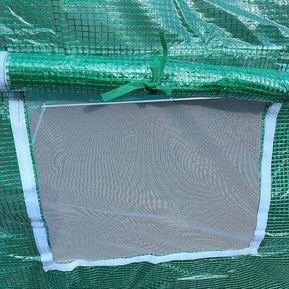 Outsunny 15' x 7' x 6.5' Walk-in Tunnel Hoop Greenhouse, Green House for Outside with PE Cover, Steel Frame, Roll-Up Zipper Door & Windows for Flowers, Vegetables, Tropical Plants, Green