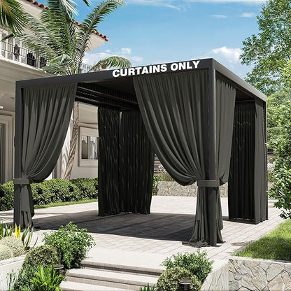 Gazebo Universal Replacement Privacy Curtain,10'×10' Gazebo Outdoor Waterproof Curtains, 4-Panels Sidewall Curtains with Double Zipper for Patio Canopy, Garden and Backyard (Curtain Only)