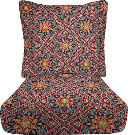 RSH DECOR: Deep Seating Cushion with Pillow Back | 25” x 25” Seat | Water and Fade-Resistant Spun Fabric | Outdoor Chair Cushion Set for Patio Furniture | Medlo Sonoma