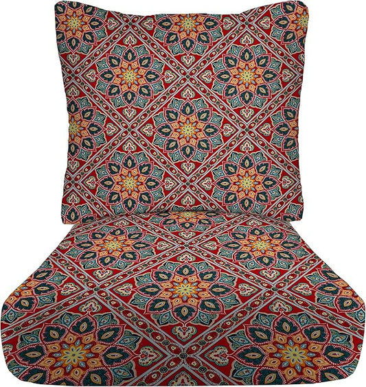 RSH DECOR: Deep Seating Cushion with Pillow Back | 25” x 25” Seat | Water and Fade-Resistant Spun Fabric | Outdoor Chair Cushion Set for Patio Furniture | Medlo Sonoma
