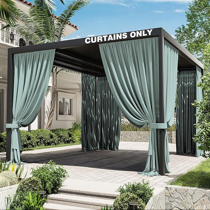 Gazebo Universal Replacement Privacy Curtain,12'×14' Gazebo Outdoor Waterproof Curtains, 4-Panels Sidewall Curtains with Double Zipper for Patio Canopy, Garden and Backyard (Curtain Only)