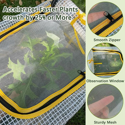 47.2" *14.6" *13.4" Foldable Garden Row Accelerator Plants Cover for Raised Garden Bed, Mini Greenhouse Cover with Two Air Hole and Breathable Mesh, Frost Cover for Plant Vegetable Seedling Protector