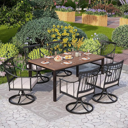 PHI VILLA Swivel Chairs Set of 2 Patio Dining Rocker Chair with Cushion Rocking Patio Furniture for Garden Backyard Bistro, Beige