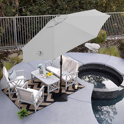 California Umbrella 9' Rd Sunbrella Aluminum Patio Umbrella, Crank Lift, Auto Tilt, Bronze Pole, Natural