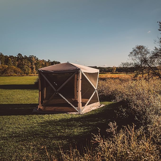 Gazelle Tents™, G5 5-Sided Portable Gazebo, Easy Pop-Up Hub Screen Tent, Waterproof, UV Resistant, 4-Person & Table, Desert Sand, 85" x 115" x 106", GG501DS