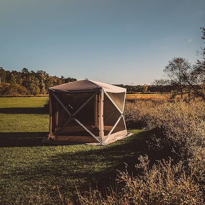 Gazelle Tents™, G5 5-Sided Portable Gazebo, Easy Pop-Up Hub Screen Tent, Waterproof, UV Resistant, 4-Person & Table, Desert Sand, 85" x 115" x 106", GG501DS